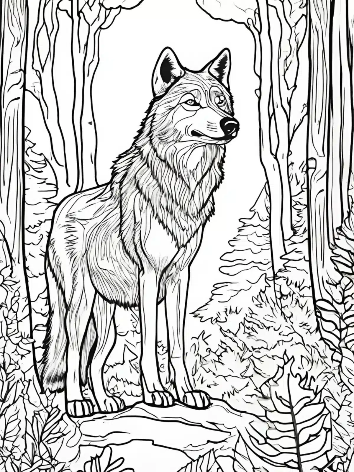 Wolf kostenloses Ausmalbild - Wildtiere in Europa (14)
