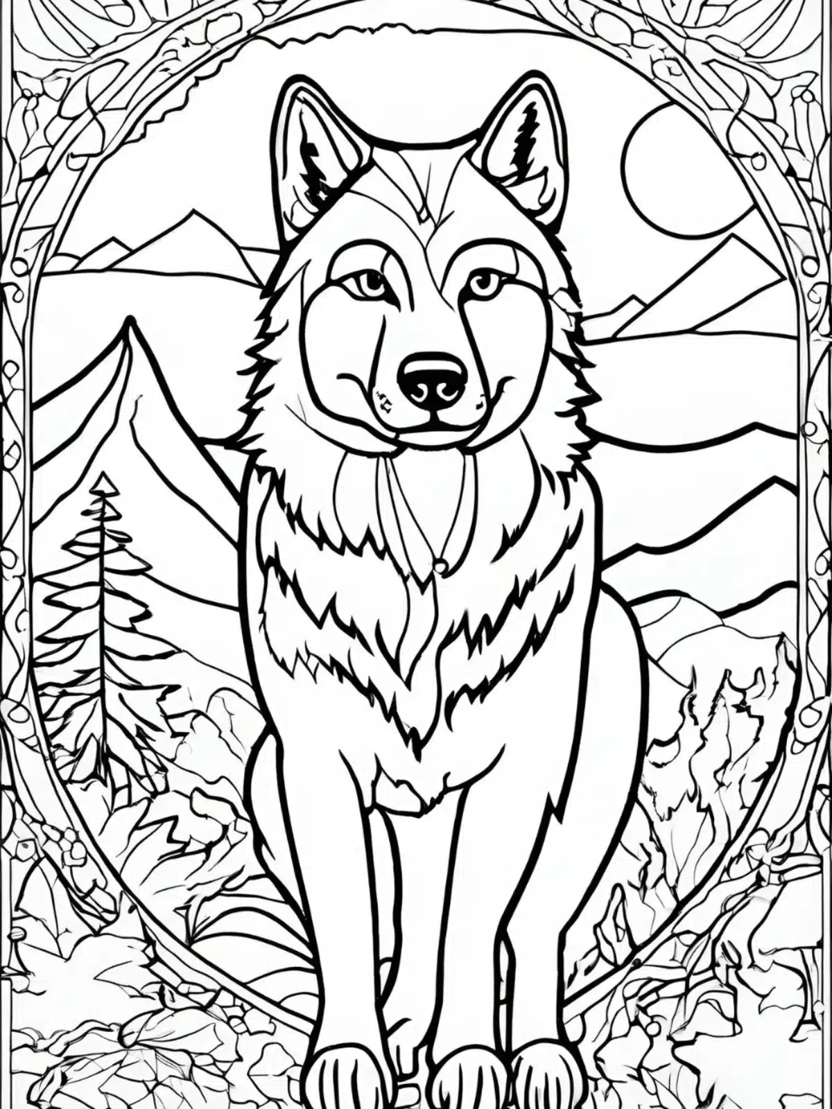 Wolf kostenloses Ausmalbild - Wildtiere in Europa (17)