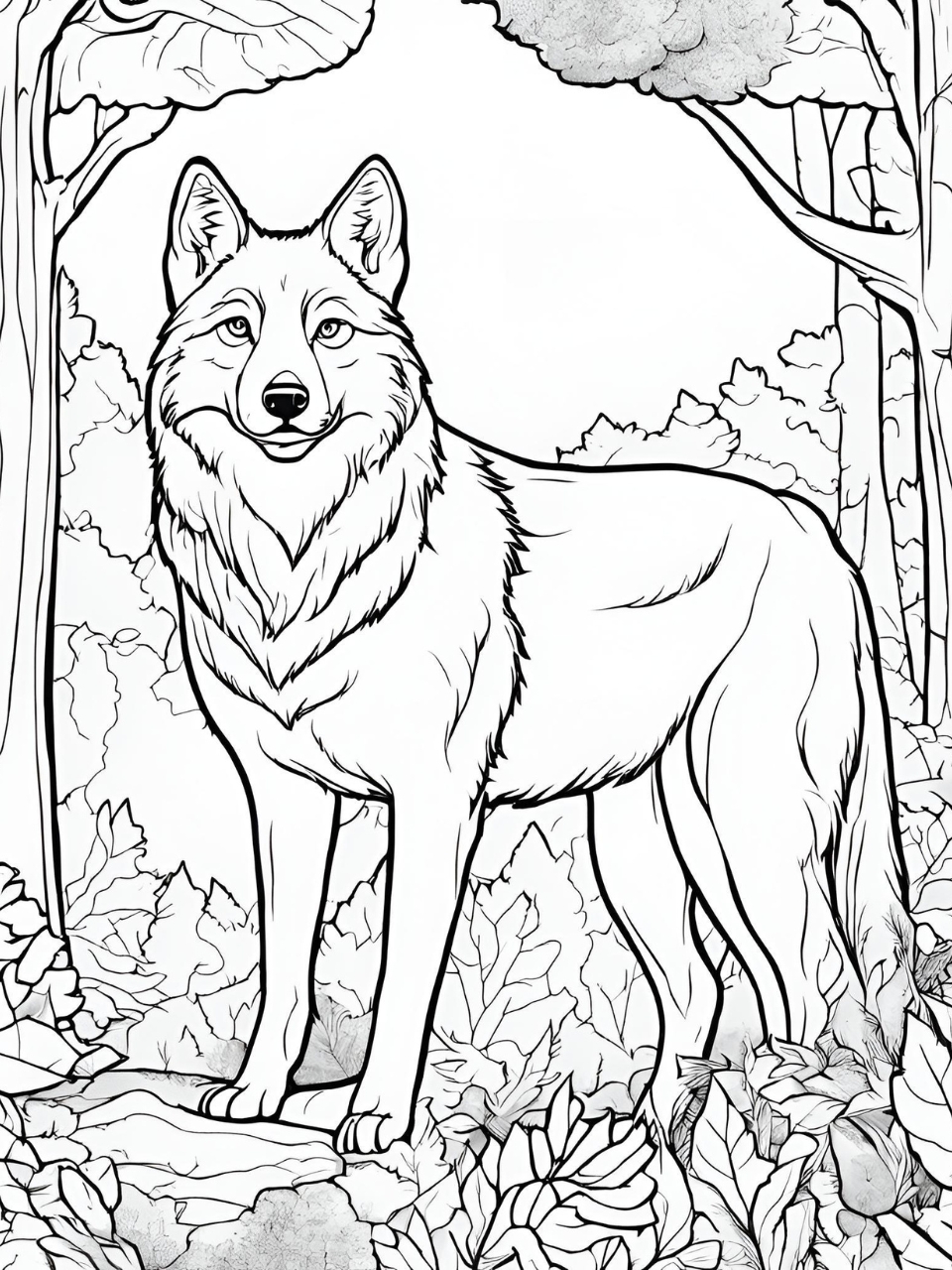 Wolf kostenloses Ausmalbild - Wildtiere in Europa (6)